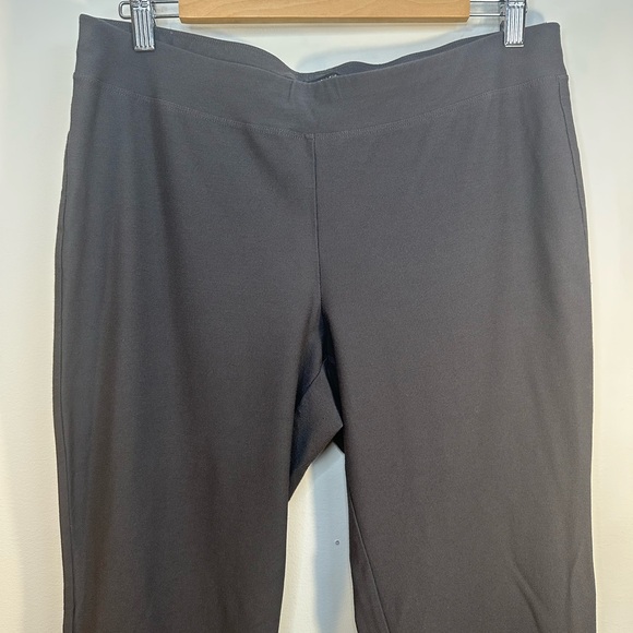 EUC Eileen Fisher Elastic Waist Straight Leg Pants Gray Stretchy Sz M L Mid Rise - Picture 2 of 8